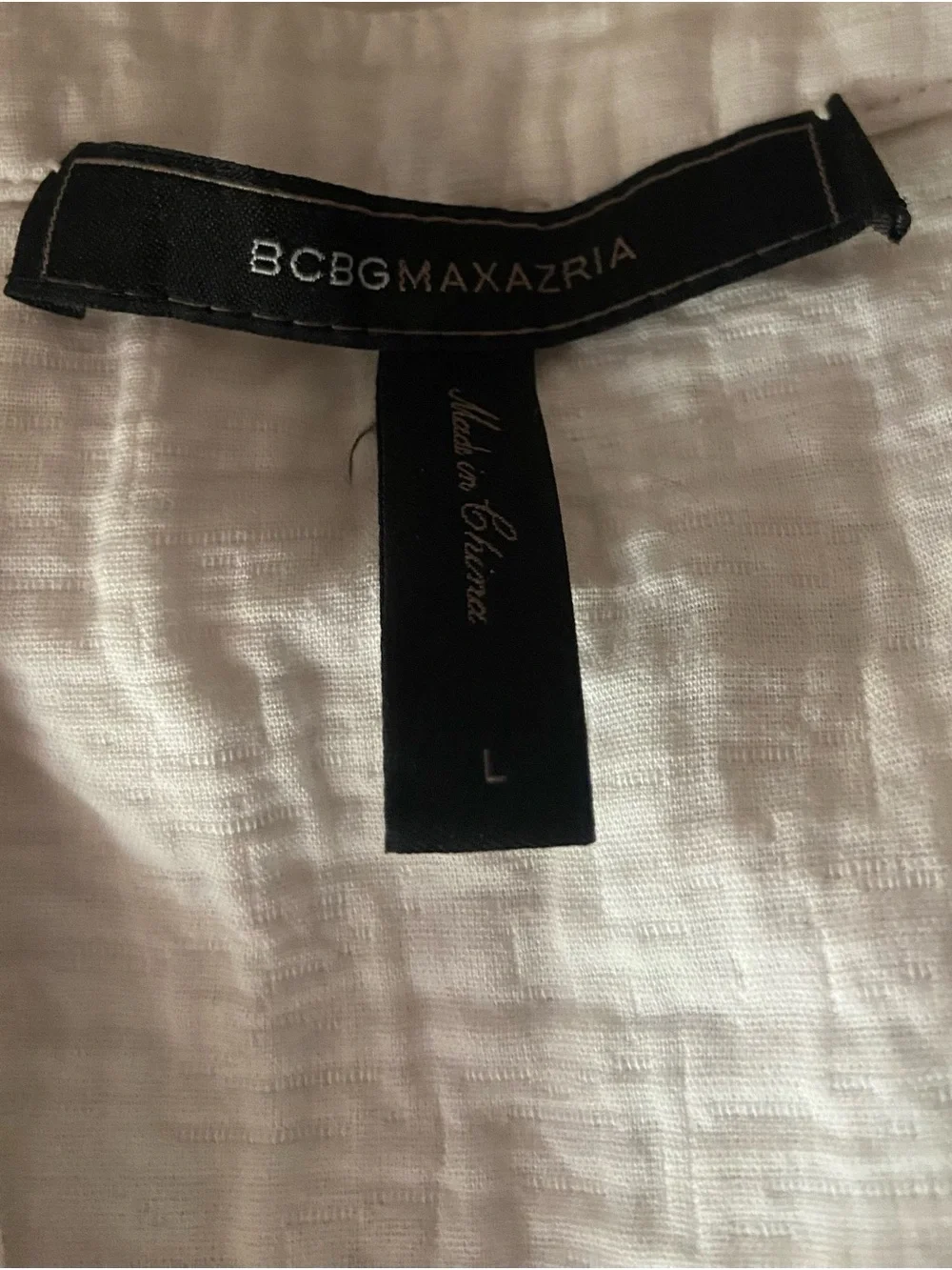 BCBGMaxAzria White Textured Tunic Top